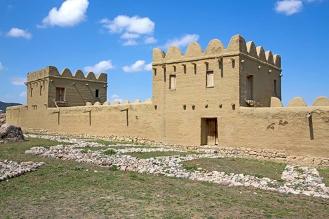 Reconstruction of the mud brick city wall