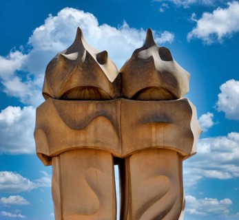 Sculptural ventilation shafts on the Casa Mila or La Pedrera by Antoni Gaudi