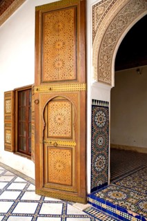 Precious wooden doors in the Palais de la Bahia