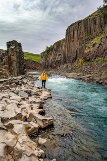 Tourist at Stuolagil Canyon