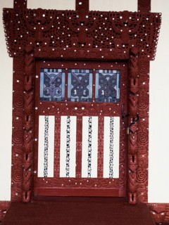 Carvings at the Maori Meeting House in Ohinemutu