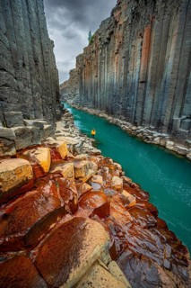 Tourist at Stuolagil Canyon