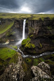 Haifoss and Granni waterfall at a canyon