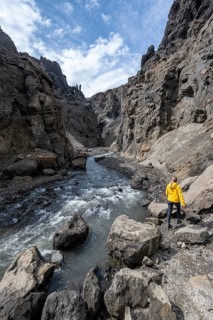 Tourist in a gorge