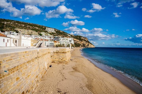 Saint James Fortress on the beach of Sesimbra