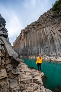 Tourist at Stuolagil Canyon