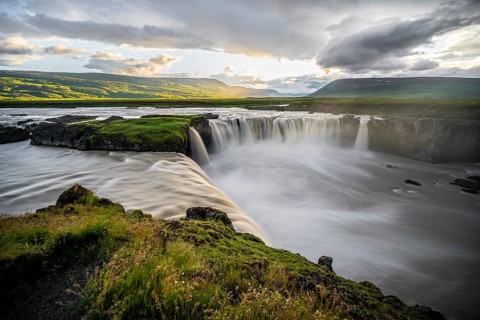 Gooafoss Waterfall in Summer