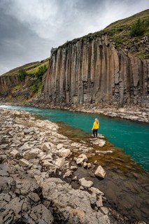 Tourist at Stuolagil Canyon