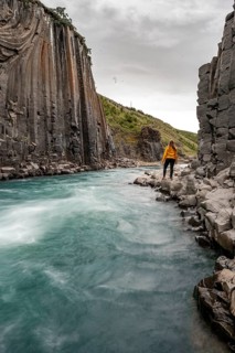 Tourist at Stuolagil Canyon