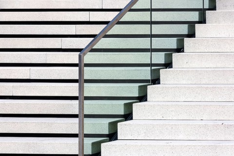 Stairs at the Hotel Hyatt Regency Duesseldorf at the Hafenspitze in the Media Harbour