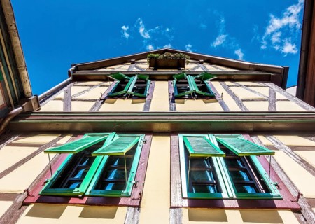 Facade of a half-timbered house in Ladenburg
