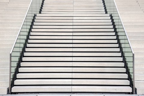 Stairs at the Hotel Hyatt Regency Duesseldorf at the Hafenspitze in the Media Harbour