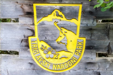 Yellow wooden sign with NP symbol Gams
