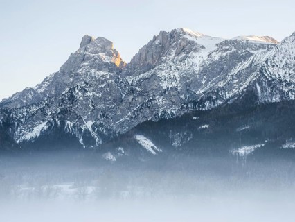 Winter landscape in front of mountain peak of the Reichenstein Group