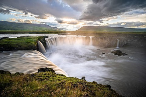 Gooafoss Waterfall in Summer