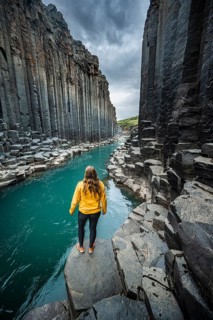 Tourist at Stuolagil Canyon