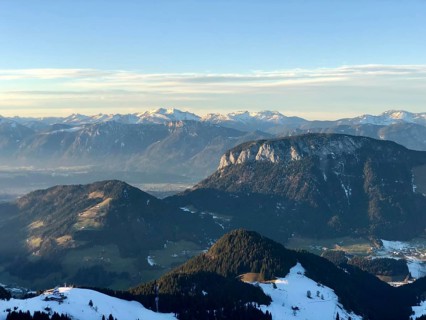 View into the Inn valley with the summit of the Poelven from the Hohe Salve