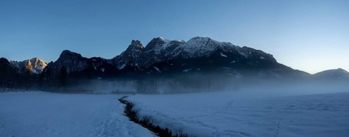 Winter landscape in the fog