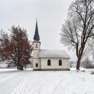 Small half-timbered church in neo-Gothic style