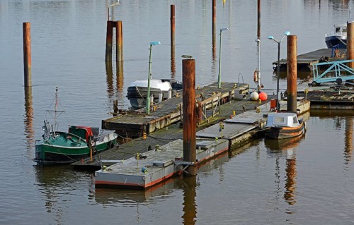 View of jetties with boats