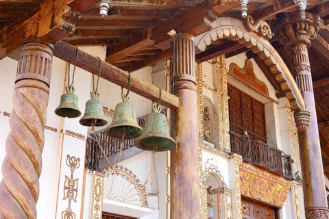 Chimes on the richly decorated front of the cathedral church