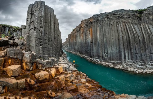 Tourist at Stuolagil Canyon