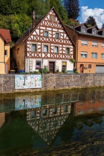 Half-timbered house above the Wiesent