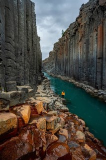 Tourist at Stuolagil Canyon