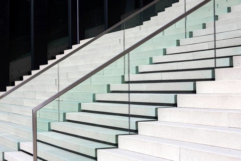 Stairs at the Hotel Hyatt Regency Duesseldorf at the Hafenspitze in the Media Harbour