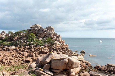 Pink granite rocks