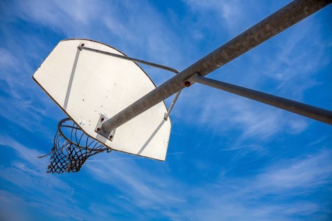 Basketball hoop on the beach