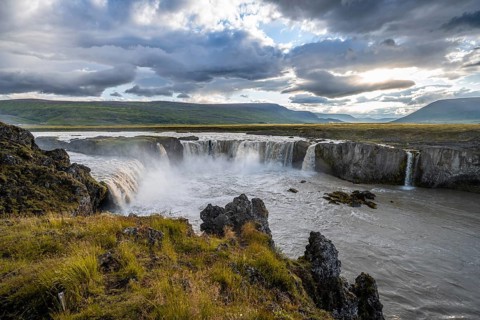 Gooafoss Waterfall in Summer