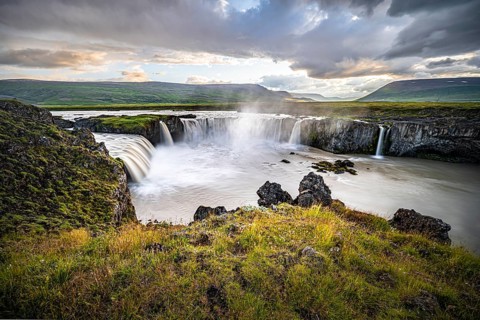 Gooafoss Waterfall in Summer