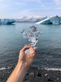 Hand holding ice