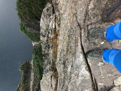 Feet in hiking boots