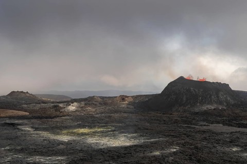 Lava spurting out of craters