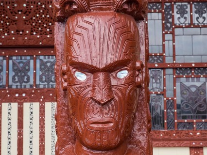 Carvings at the Maori Meeting House in Ohinemutu