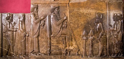 Throne relief (treasury relief) of Darius I the Great Persepolis (Pars)