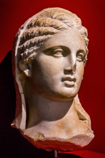 Female marble head with melon hairstyle