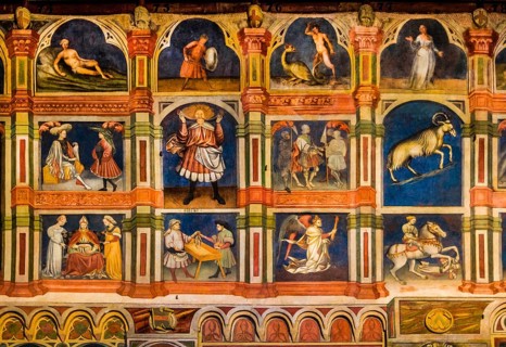 Council Chamber entirely painted with 15th century astrological and religious fresco cycle