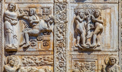 Facade and portal with marble reliefs