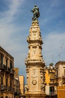 Statue of the Virgin Mary in front of the Cathedral of San Valentino