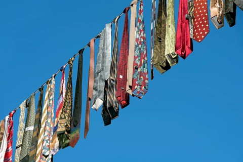 Ties hung on a leash from an action for peace by Soroptimist International