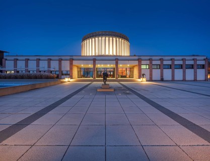 The illuminated panorama museum for Werner Tuebke's monumental panorama picture of the Peasants' War