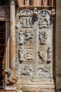 Facade and portal with marble reliefs