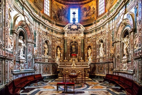 Baroque chapel with 18th century marble mosaics and statues San Cataldo Cathedral