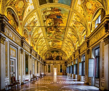 Hall of Mirrors decorated with frescoes