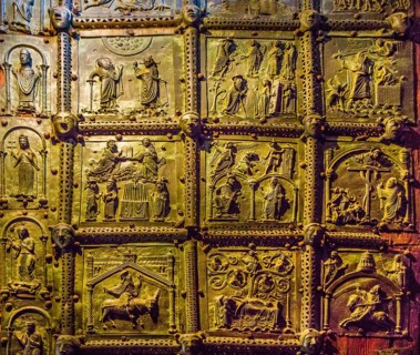 Bronze door relief panels