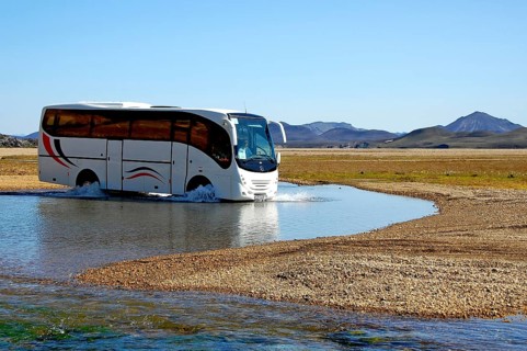 Watery fords in the colourful highlands of Landmannalaugar