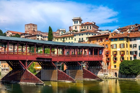 Wooden bridge Ponte degli Alpini